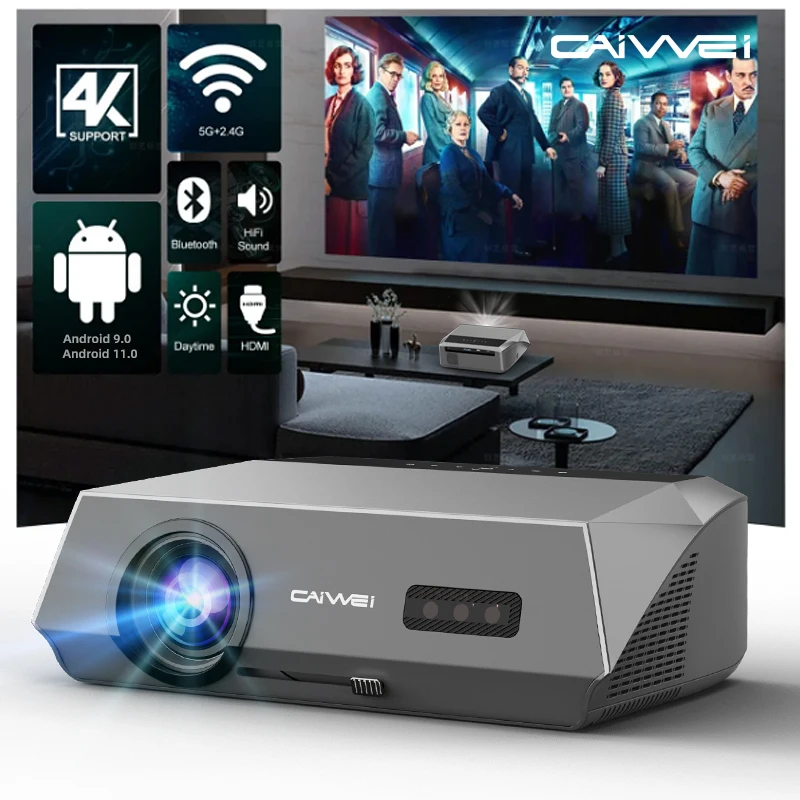 CAIWEI A10Q 4K Android 11 TV Projectors for Movie Auto Focus 1080P Full HD Home Theater Netflix Officially-Licensed Projector